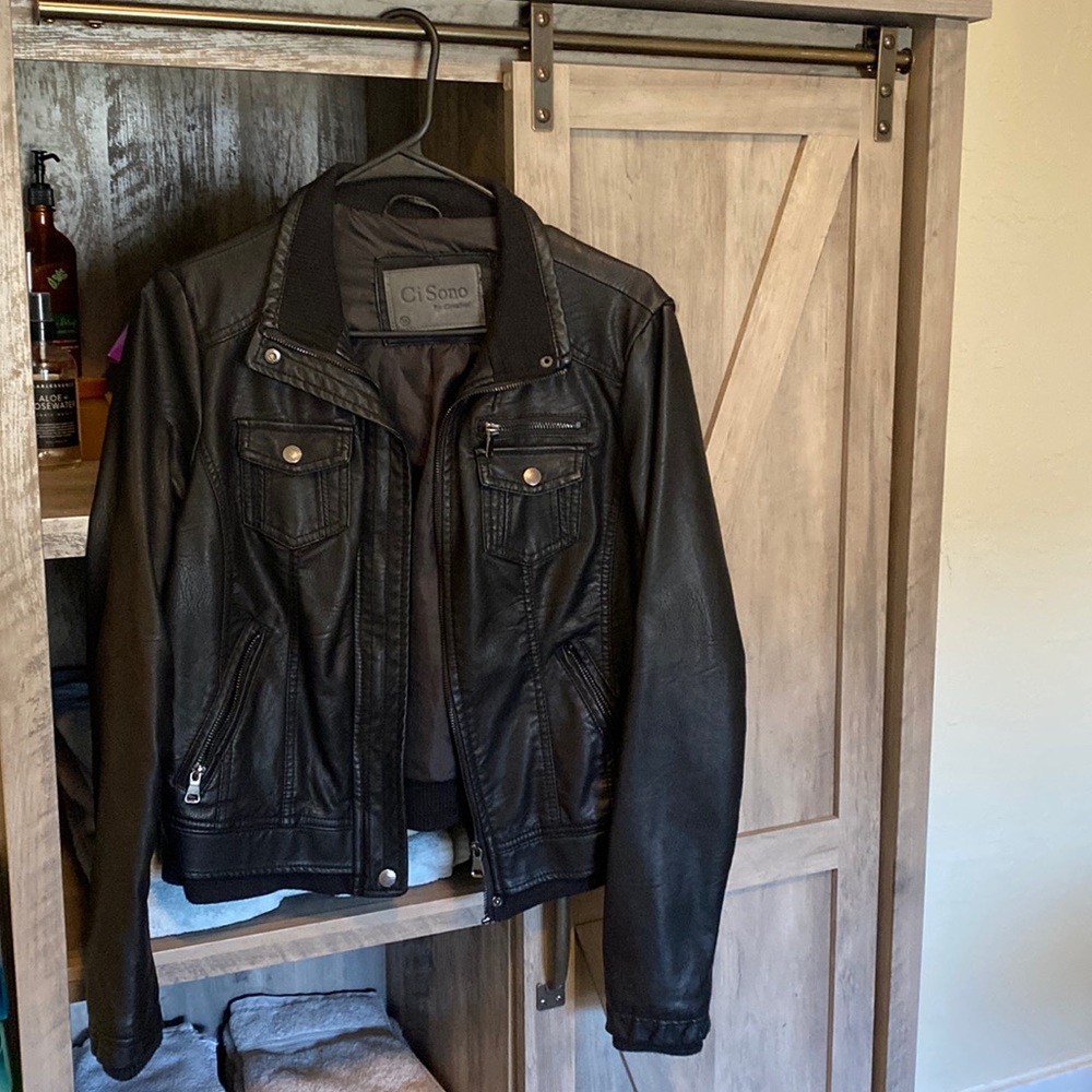 M black faux leather jacket